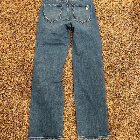 Express Modern Straight Super High Rise Distressed Jeans - Picture 7 of 12